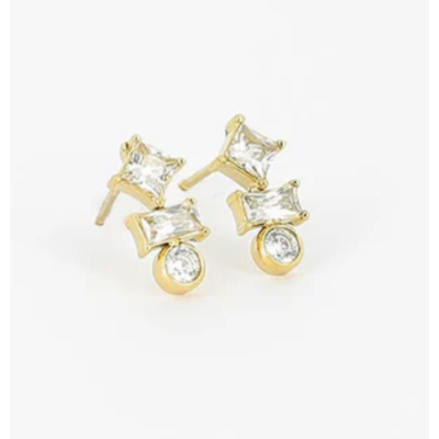 BOUCLES D OREILLES-EARRING - PUCE-STUD - zirconium